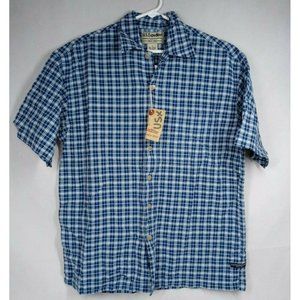 NWT U.S.Expedition Men's Button Down Shirt Navy Blue Plaid Size Small